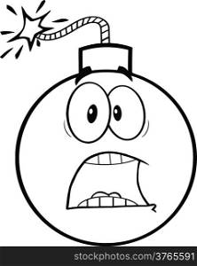 Black and White Scared Bomb Cartoon Character
