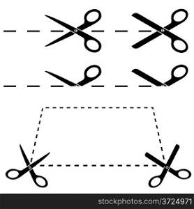 Black and white scissors simple shapes for print.