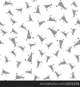 Black and white seamless doodle pattern for Christmas and winter holidays. Minimal and trendy modern pattern.. Black and white seamless pattern for Christmas and winter holidays. Minimal and trendy modern pattern.