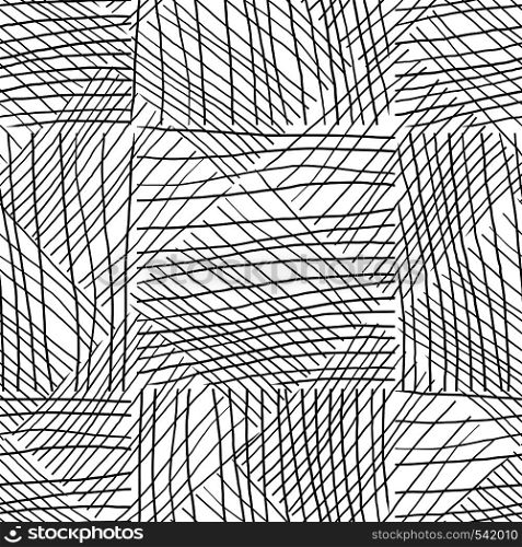 Black and white seamless pattern hand drawn texture. Abstract background with lines.. Black and white seamless pattern hand drawn texture.