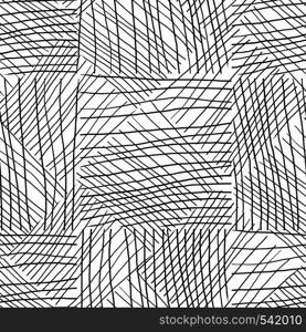 Black and white seamless pattern hand drawn texture. Abstract background with lines.. Black and white seamless pattern hand drawn texture.