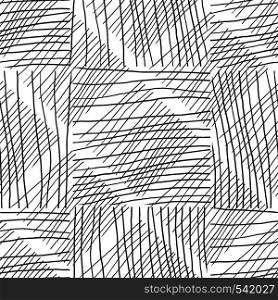 Black and white seamless pattern hand drawn texture. Abstract background withc handmade lines. Design for fabric, textile print, wrapping paper. Black and white seamless pattern hand drawn texture.