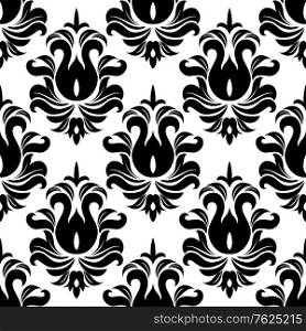 Black and white seamless pattern in damask style