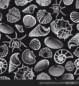 Black and white seamless pattern with sea shells. Black and white seamless pattern with sea shells vector