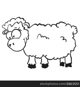 black and white sheep cartood doodle