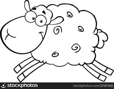 Black And White Sheep Cartoon Mascot Character Jumping Illustration Isolated on white
