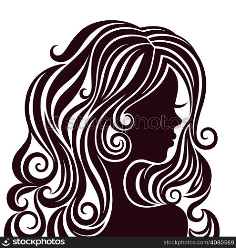 Black and white silhouette of a young lady with luxurious hair
