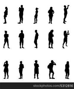 Black and White Silhouettes of People Vector Illustration. EPS10. Black and White Silhouettes of People Vector Illustration.