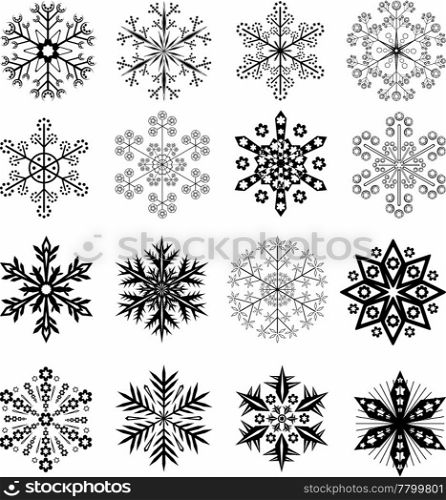 Black and White Snowflakes Set