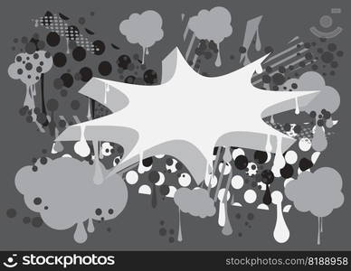 Black and white Speech Bubble Graffiti Background. Urban painting style. Abstract discussion symbol in modern dirty street art decoration.