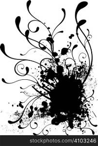Black and white stark Illustrated ink background with copy space