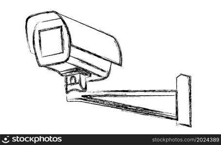 Black and White Surveillance Camera (CCTV) Warning Sign. Vector illustration