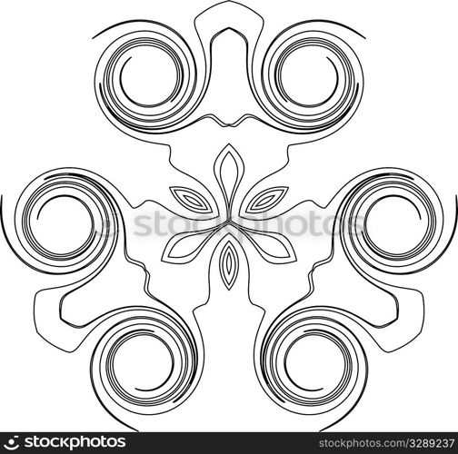 black and white symmetry pattern of curled curves