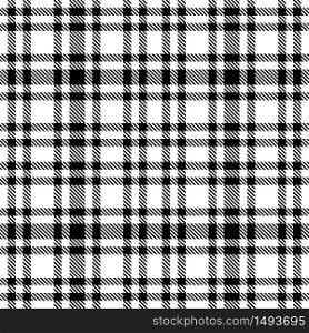 Black and white tartan seamless vector pattern. Checkered plaid texture. Geometrical simple square background for fabric, textile, cloth, clothing, shirts, shorts, dress, blanket, wrapping design. Black and white tartan seamless vector pattern. Checkered plaid texture.