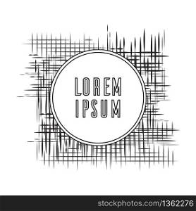 Black and white template with a circular frame and strokes in a sketch style. The template for banners, flyers and invitations. Black and white template with a circular frame and strokes in a