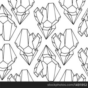 Black and white texture of outline illustration natural crystals. Vector background for wrapping, wallpaper, postcards and your design. Black and white texture of outline illustration natural crystals