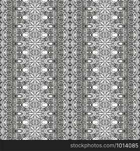 Black and white tracery ornamental lace vector seamless pattern. Line art contour. Seamless abstract background tiled pattern geometric
