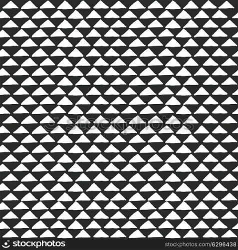Black and white tribal ethnic pattern with triangle elements, traditional African mud cloth, tribal design, vector illustration