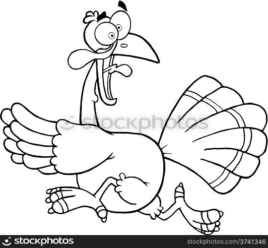Black and White Turkey Escape Cartoon Mascot Character
