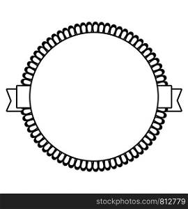 Black and white vector label icon with lacy element. Black label icon with lacy element