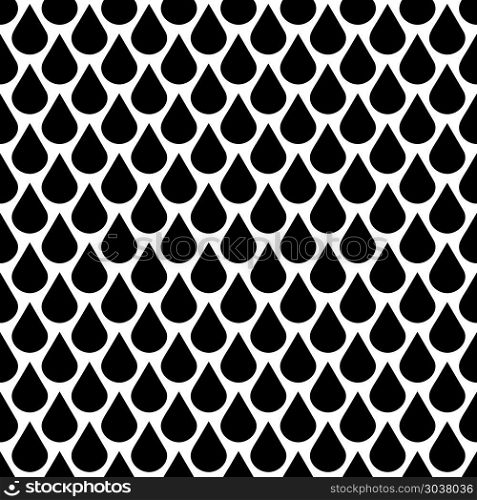 Black and white vector water drops seamless pattern. Black and white vector water drops seamless pattern. Rain in monochrome design background