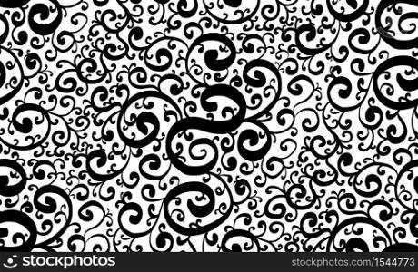 Black and white vintage doodle pattern. Vector tracery texture for wrapping paper, fabrics, backgrounds and your creativity.. Black and white vintage doodle pattern. Vector tracery texture