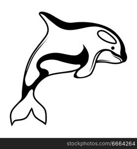 Black and white whale killer. Stylized engraving illustration.. Black and white whale killer.