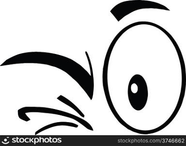 Black And White Winking Cartoon Eyes Illustration Isolated on white
