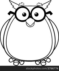 Black And White Wise Owl Teacher Cartoon Character With Glasses