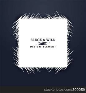 Black and Wild. Square composition from free form wavy lines. The motion effect. Vector design elements.. Abstract wavy lines design elements