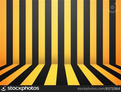 Black and Yellow Abstract stripe wall room background. Vector Illustration.