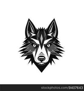 black angry dog wolf vector illustration