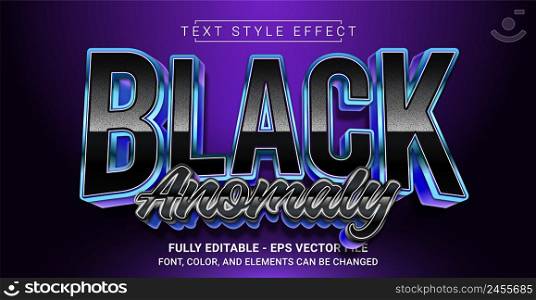 Black Anomaly Text Style Effect. Editable Graphic Text Template.