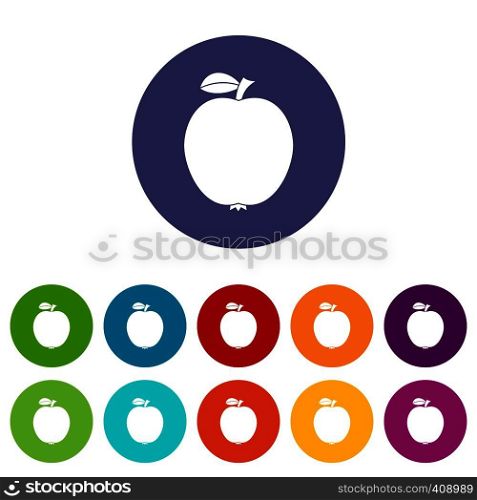 Black apple set icons in different colors isolated on white background. Black apple set icons
