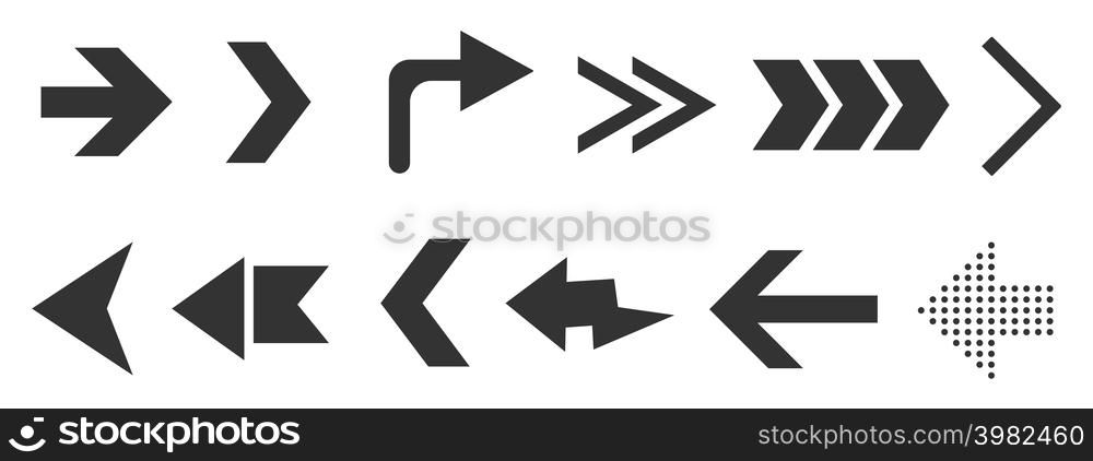 Black arrow buttons for web design isolated on white. Vector illustration . Black arrow buttons for web design isolated on white.