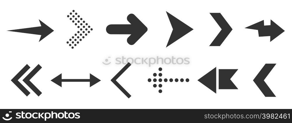 Black arrow icons for web design isolated on white. Vector illustration . Black arrow icons for web design isolated on white.