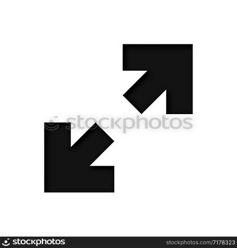 Black Arrows diagonally with shadow. Black arrows icon. Arrow sign. Arrows vector icon. Eps10. Black Arrows diagonally with shadow. Black arrows icon. Arrow sign. Arrows vector icon
