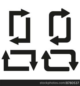 black arrows shapes. Reload symbol. Arrow rectangles. Vector illustration. EPS 10.. black arrows shapes. Reload symbol. Arrow rectangles. Vector illustration.