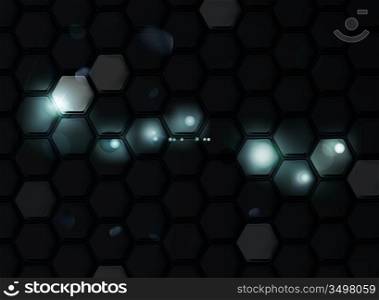 Black Background of Hexagons, eps10
