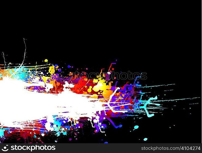 Black background with a colorful rainbow ink splat effect