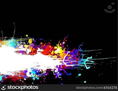 Black background with a colorful rainbow ink splat effect