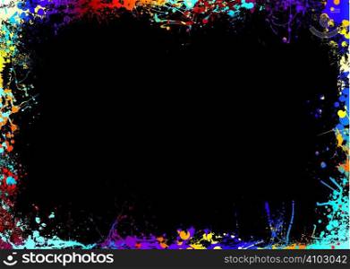 Black background with a rainbow ink splat border