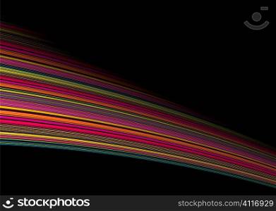 Black background with brightly colored rainbow effect and copy space