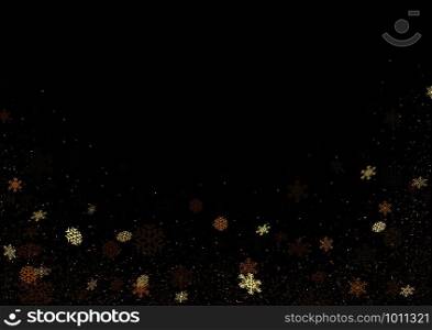 Black Background with Falling Colored Snowflakes