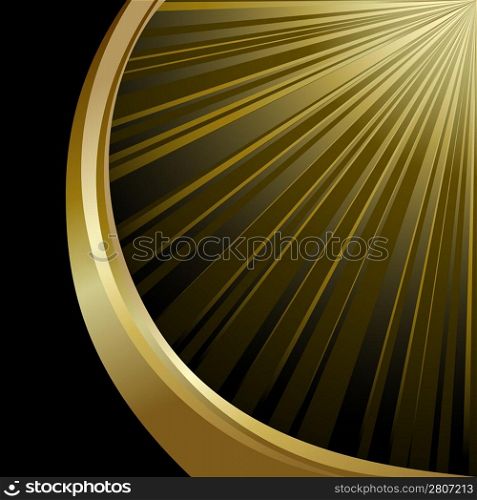 Black background with gold wave.