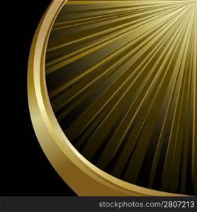Black background with gold wave.
