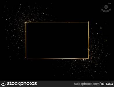 Black Background with Golden Frame and Gold Glitters