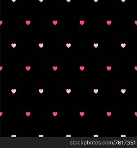 Black background with little colored hearts, simple vector for your love design. Love pattern with little hearts