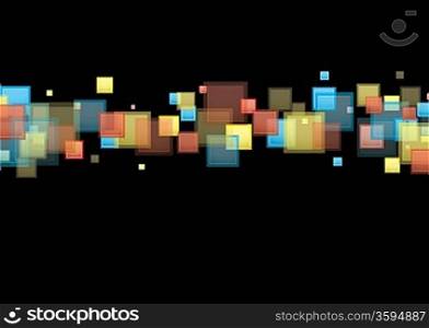 Black background with rainbow band in modern square element
