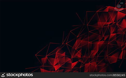 black background with red glowing low poly mesh